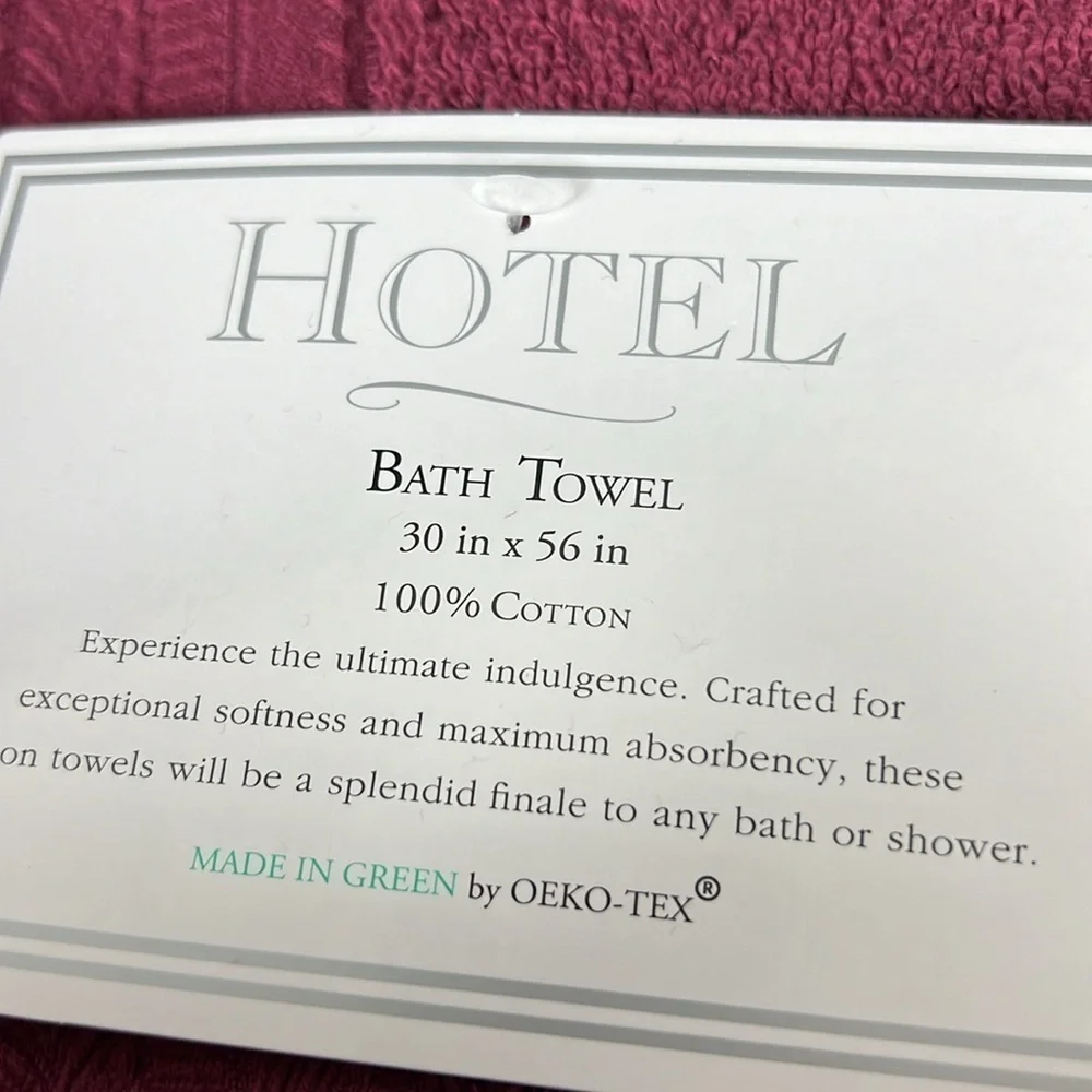 HOTEL Bath Towel Set Burgundy 100% Cotton Soft Absorbent - 8 Piece Set - NEW